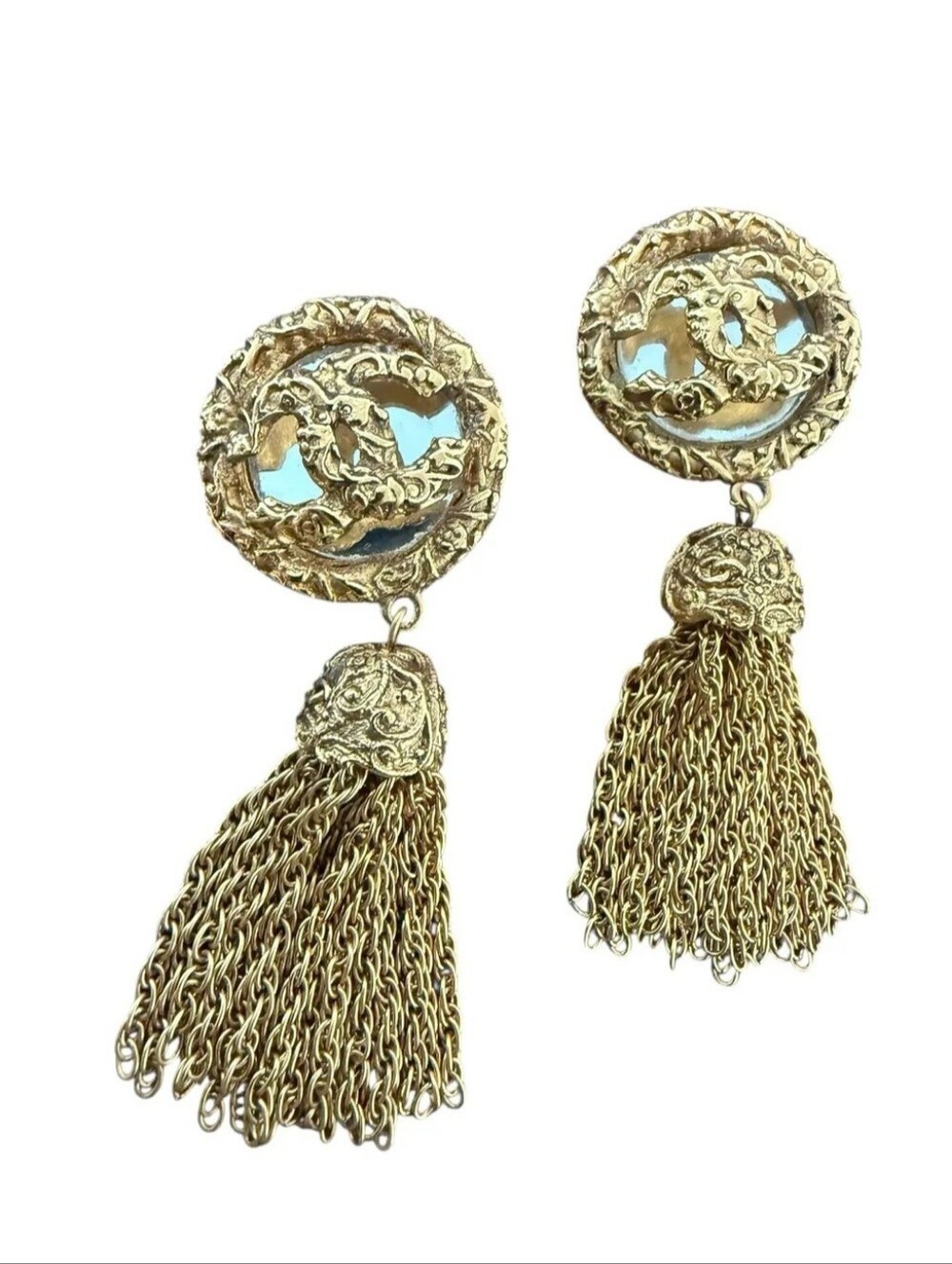 Chanel 1993 Lava tassle Mirror cc earrings/ Authenticity Certificate